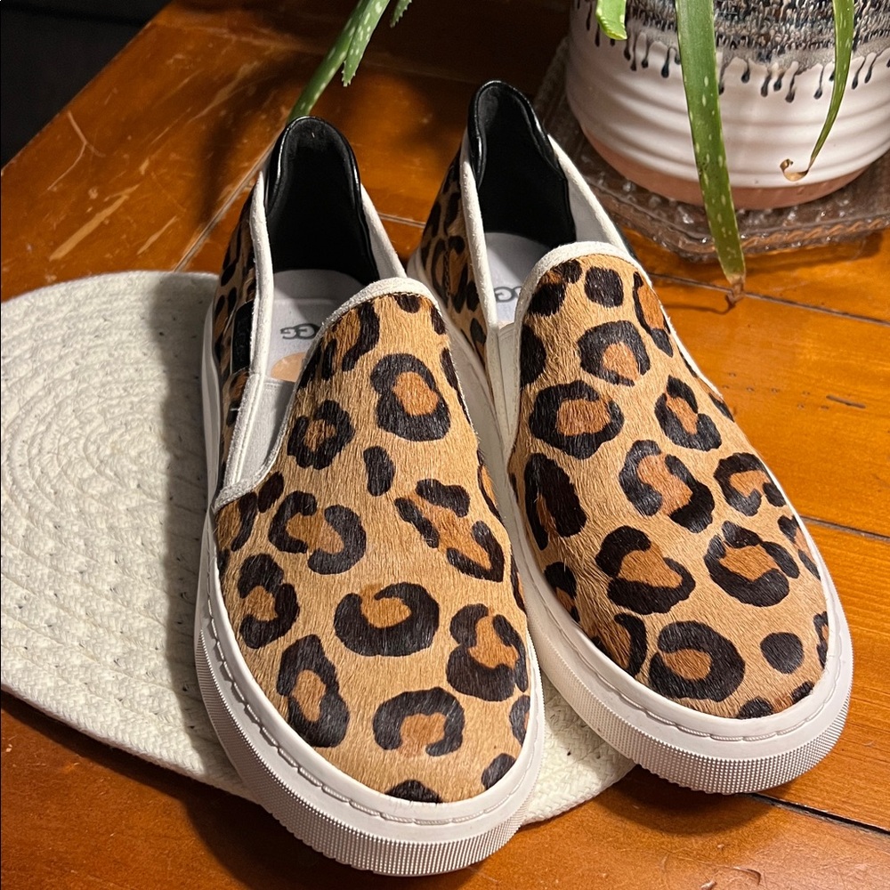 UGG Leopard Print Casual Slip-on Pony Hair Sneakers